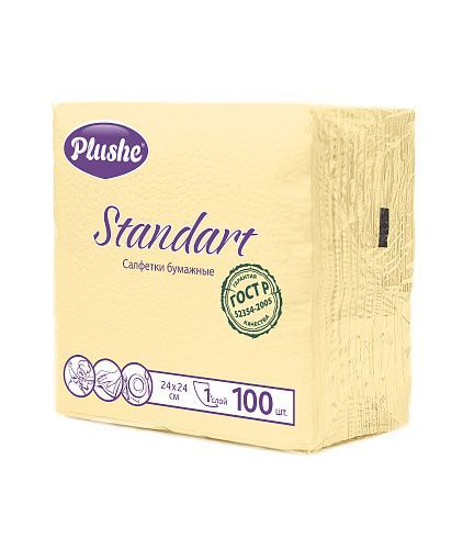 Салфетки Plushe Standart 24*24 1сл. 100л желтая/пастель 1*20 (9896)