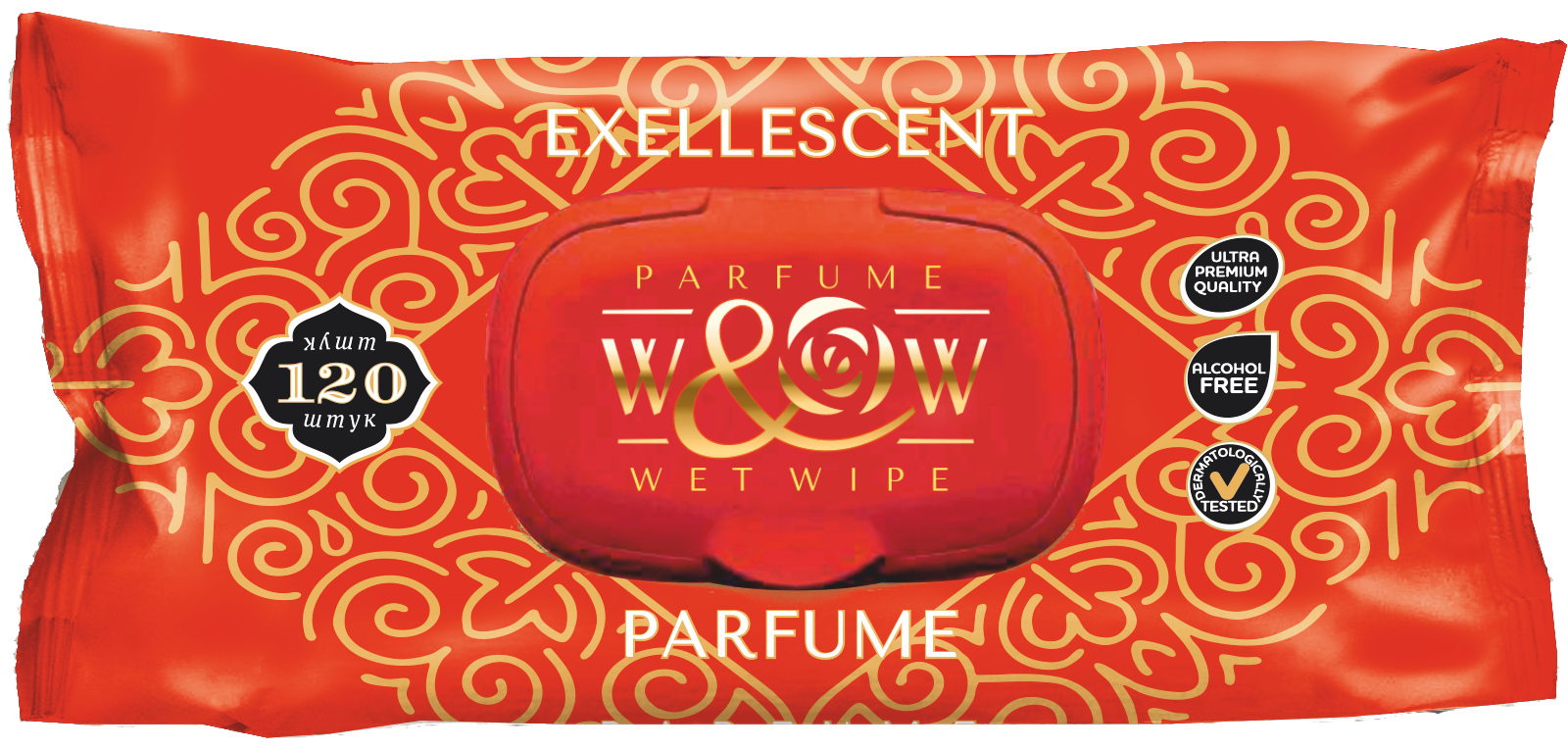 W&W влажные салфетки 120л. Exellescent Leon Red*10 (WWER-120)