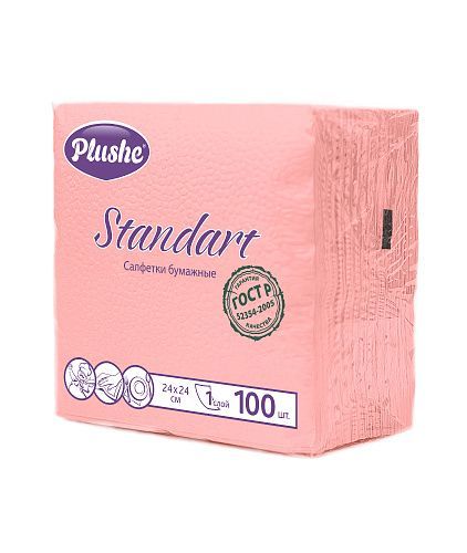 Салфетки Plushe Standart 24*24 1сл. 100л розовая/пастель 1*20 (9896)
