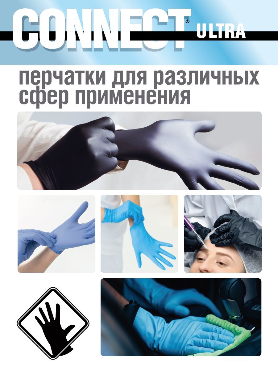 Перчатки нитриловые CONNECT ULTRA смотр. нестер. (INTCO) M 1/10*200шт (10%)