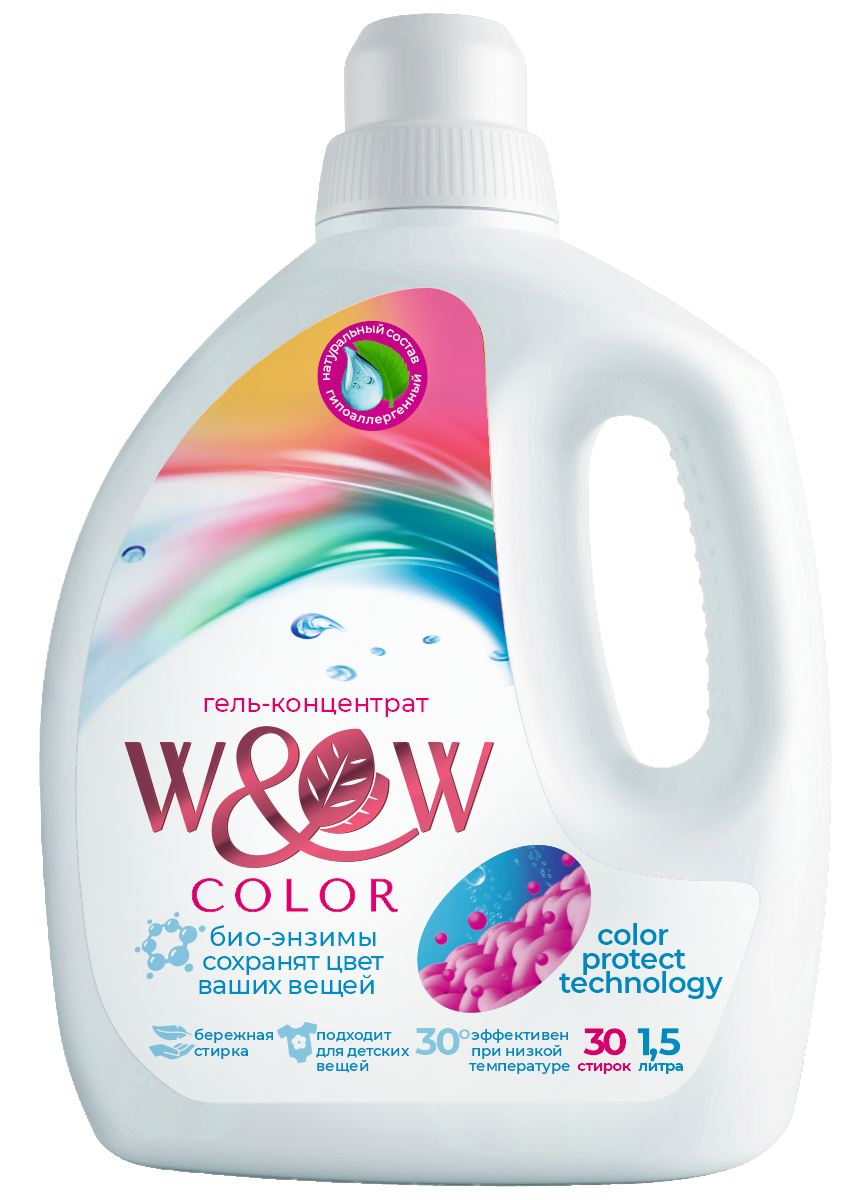 Гель-концентрат для стирки "W&W" Color 1,5л. (WW-2107)
