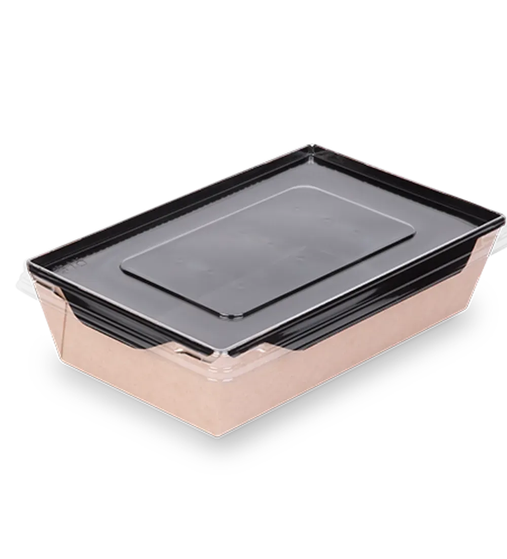 ОСК бумажный салатник OpSalad 800 ДНО ЧЕРНЫЙ BLACK WOOD + крышка *400/50 (25307/19450)