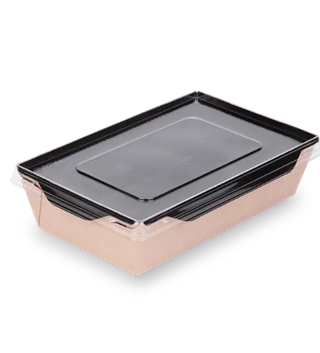 ОСК бумажный салатник OpSalad 800 ДНО ЧЕРНЫЙ BLACK WOOD + крышка *400/50 (25307/19450)