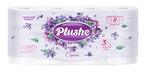 ТБ Plushe Deluxe Light Сирень 8рул.3-х сл.,по 15м, белый, фиолет,аром 1*8 (11952)