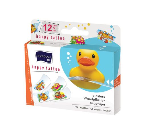 Медицинские пластыри Matopat Happy TATTOO (12шт.в уп) (МR-167-МММK-049)
