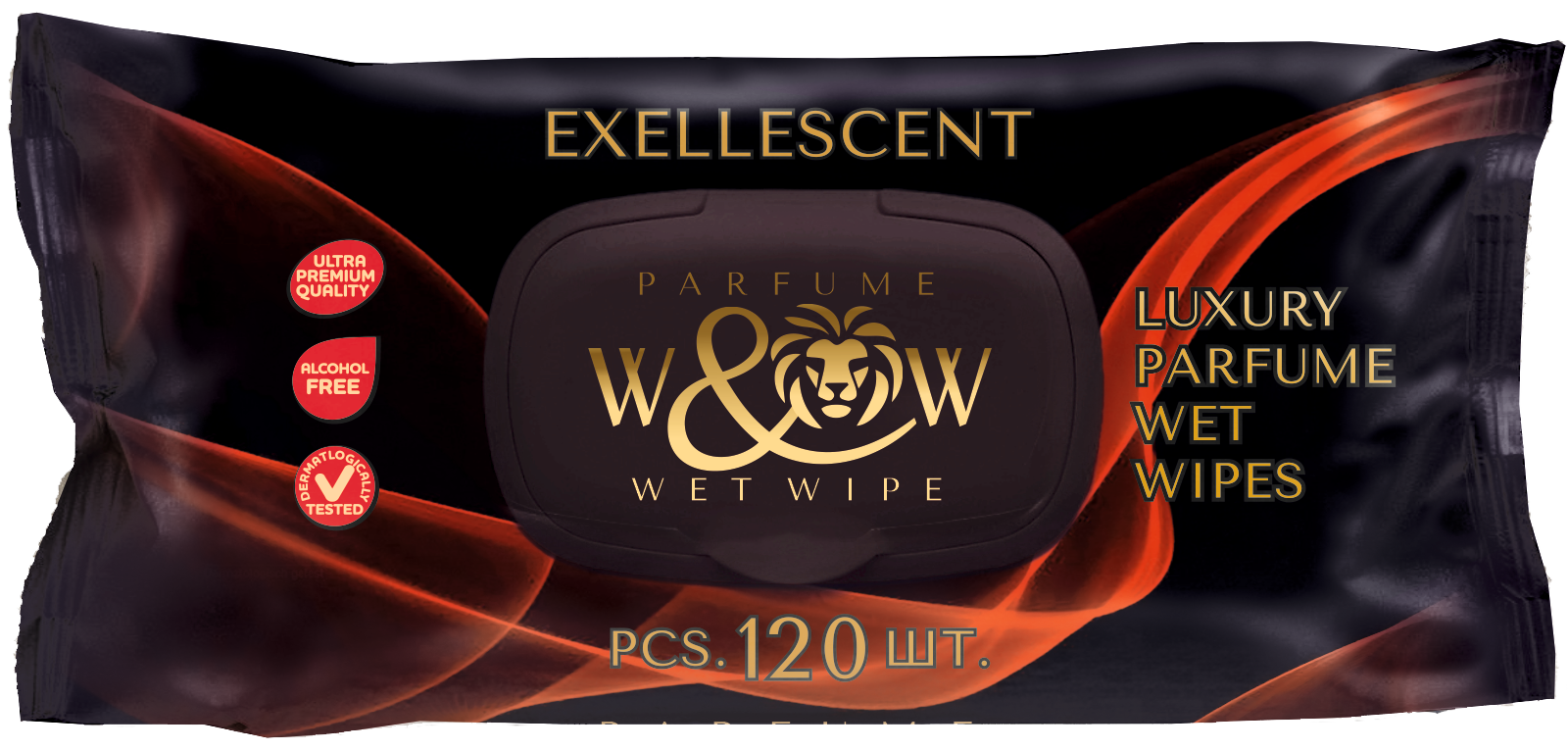 W&W влажные салфетки 120л. Exellescent Black*10 (WWEB-120) ЧЗ