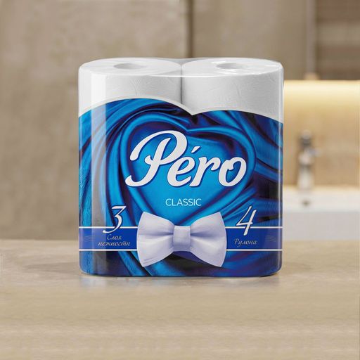 Туалетная бумага "Pero" TALCUM 3сл.,4рул.,16,3м.,белый цвет с прокрасом *12 (6744А)