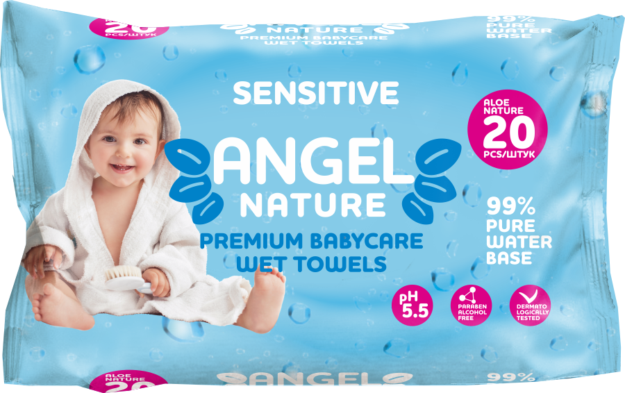 ANGEL влажные детские салфетки 20л. Sensitive голубой (AN-7/AN-5) *48