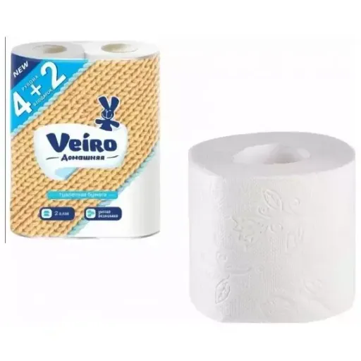 1С26 Туалетная бумага 2сл.,Veiro,белая,92*125мм.,15м. *72