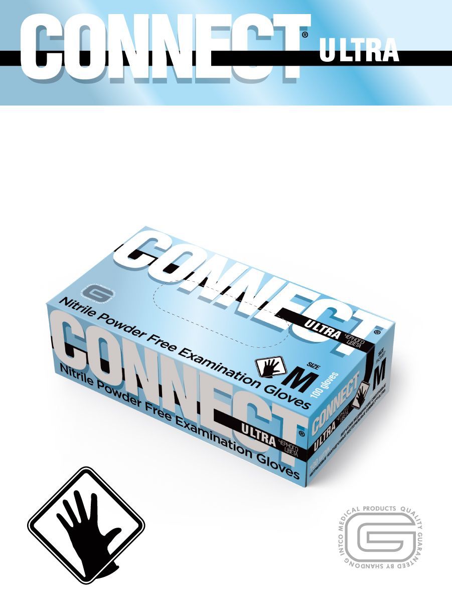 Перчатки нитриловые CONNECT ULTRA черные M 1/10*100шт (10%)