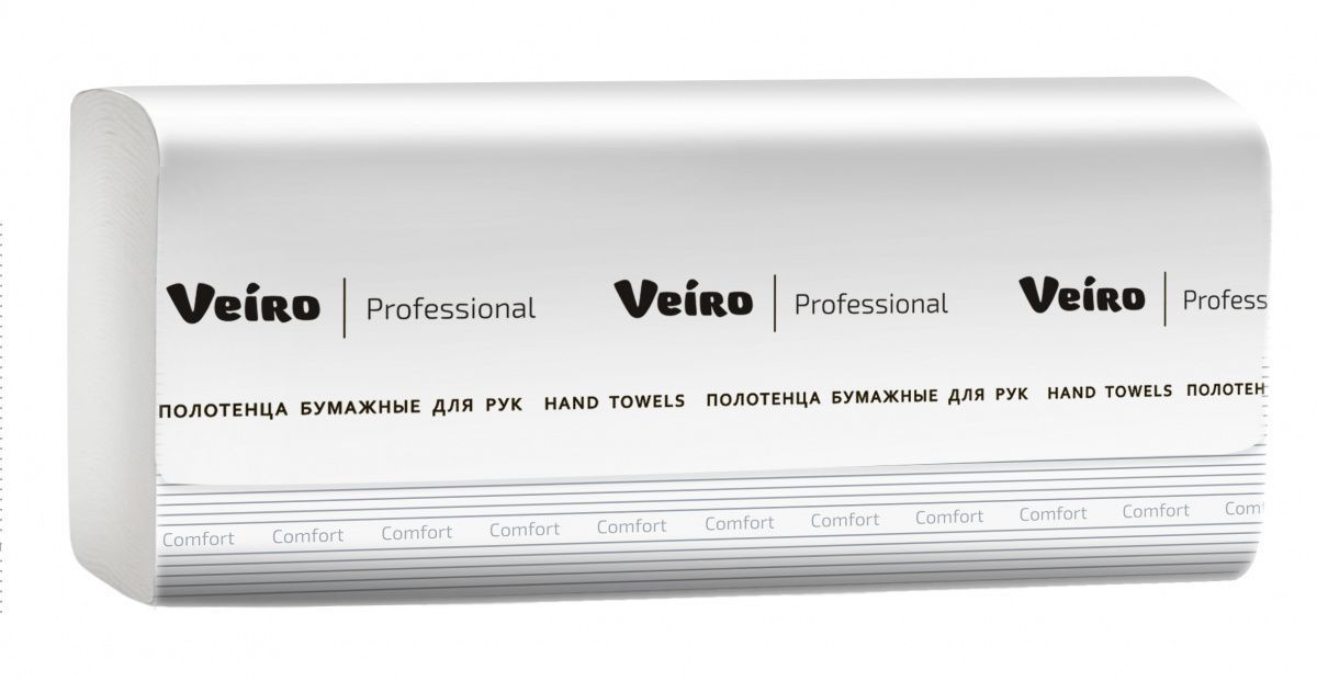 V22-200 Полотенца бумажные белые Veiro Professional Lite,2сл.,1*20 (KV205)
