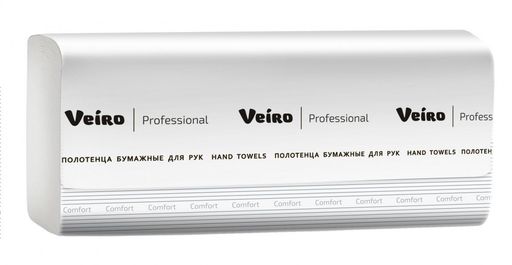 V22-200 Полотенца бумажные белые Veiro Professional Lite,2сл.,1*20 (KV205)