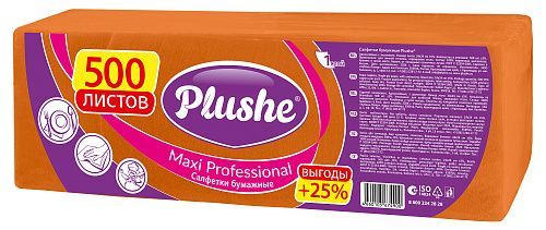 Салфетки  Plushe Maxi Professional, 1 сл, 500л, оранж/интенсив, 1*4  (84244)