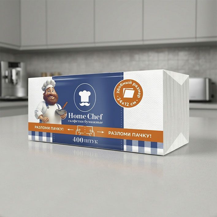 Салфетки Home chef 24*12 1сл.,400л. *21 (3545)