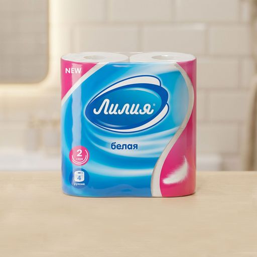 Туалетная бумага Лилия 2сл.,4рул.,белый цвет *12  (5604)