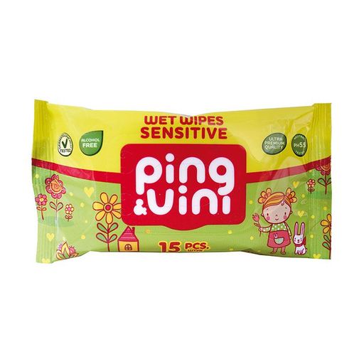 PING&VINI  детские влажные салфетки Зеленые 15л.*84 (PV-215)
