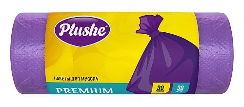 Пакеты для мусора "Plushe" Премиум 30л.*30шт.,фиолетовые *48 (19537)