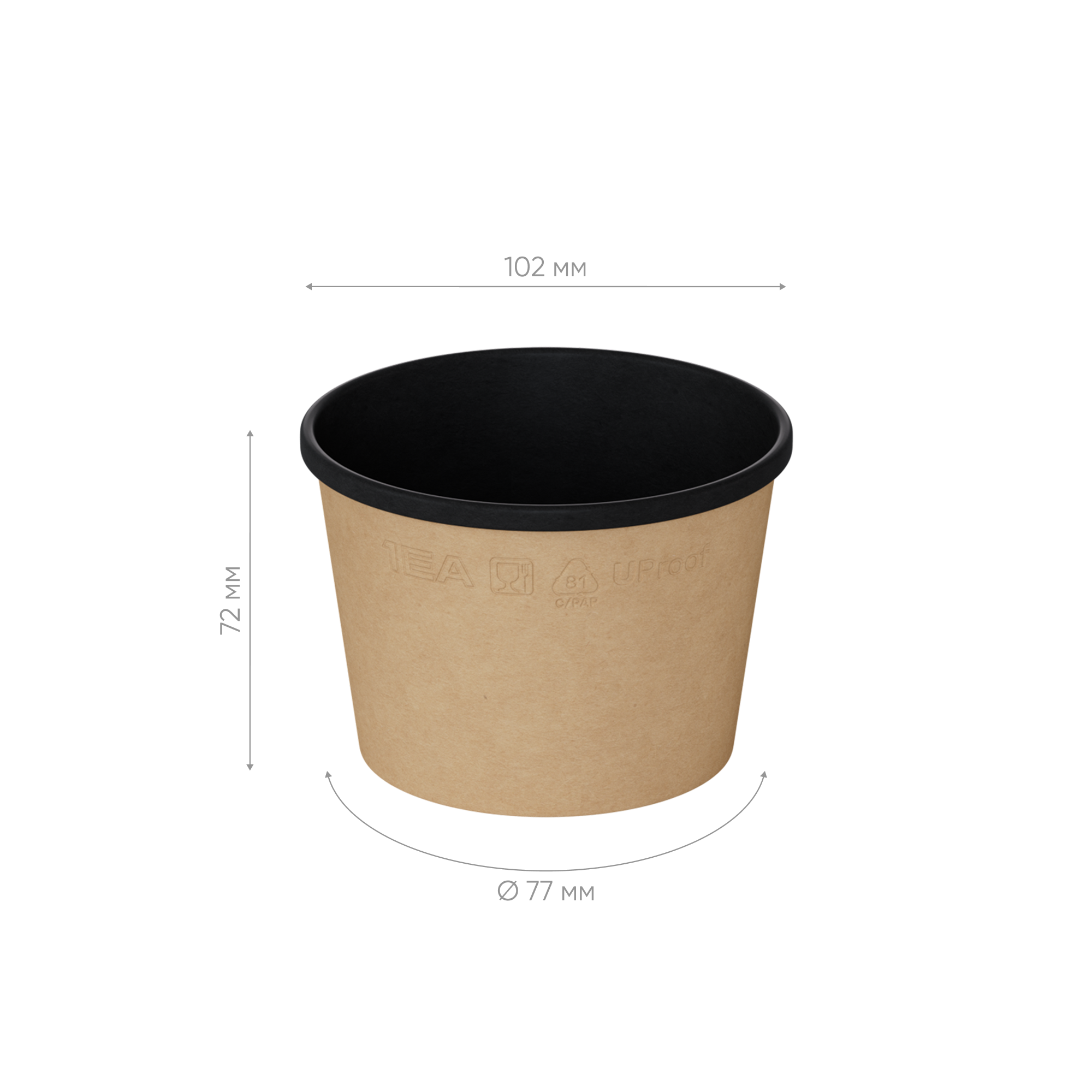 Супник картонный OneBowl UP bottom 380b/BLACK (арт.OBbot380bl) 550/25