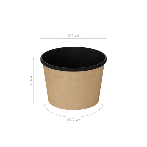 Супник картонный OneBowl UP bottom 380b/BLACK (арт.OBbot380bl) 550/25
