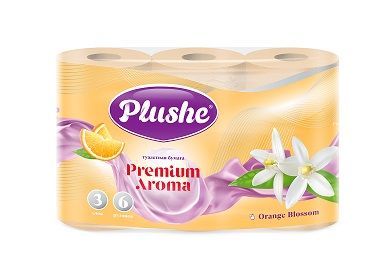 ТБ Plushe Premium Aroma Orange Blossom 6рул.,3сл.,15метр.,персик,аромат. 1*16  (19744)