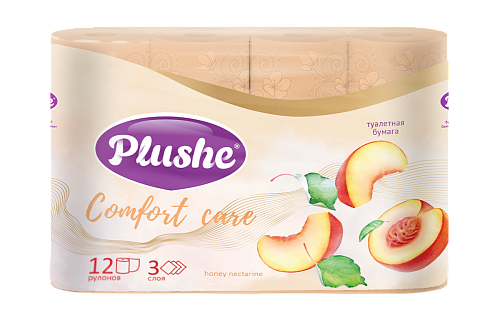 ТБ Plushe "Comfort care" Honey Nectarine 12рул.,3сл.,персик 1*12  (75262)