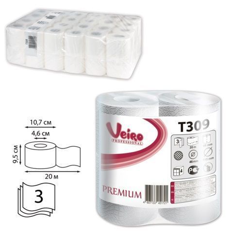 T309Т Veiro Professional Premium туалетная бумага,3сл.,100% целл.,20м.1*48