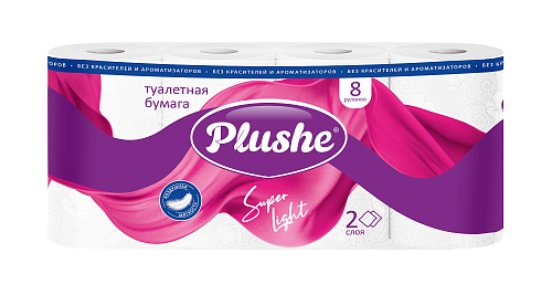 ТБ Plushe LIGHT 8рул.,2сл.,15метр. 1*8 (белая)  (5120)