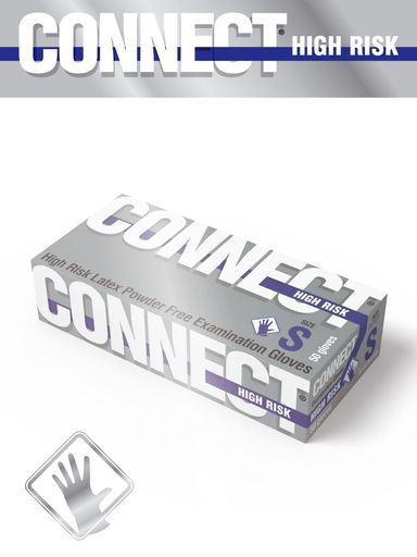 Перчатки CONNECT HIGH RISK POWDER FREE латекс. смотр.нестер. L 1*25пар*250к(10%)