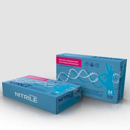 Перчатки нитриловые неопудр.смотровые MEDIOK/Nitrile Optima L голубые 1/20*100шт (10%)