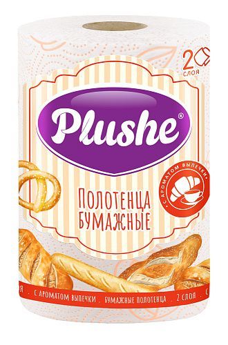 ПБ Plushe 2сл.,1рул.,белое,оранжевое тиснение,с ароматом выпечки *18 (90115)