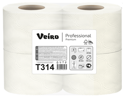 T314 Туалетная бумага Veiro Lite Premium,2сл.,100% целлюлоза 1*48  20м