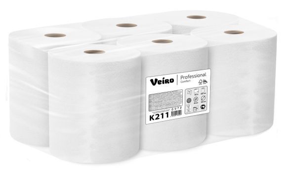 K211  Veiro Professional Сomfort бумаж. полотенца в рулонах ,1сл.,1*6 150м (К-202)