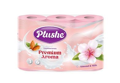 ТБ Plushe Premium Aroma "Almond & Milk",3 сл.,6рул.,розовая, аромат.*16 (19743)