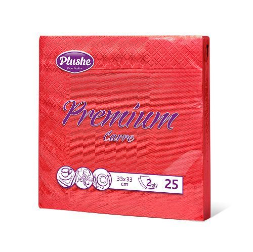 Салфетки Plushe premium carre 33х33, 2 сл, 25л, красный/интенсив, рамочное *30 (2029)