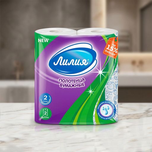 ПБ Лилия 2сл.,2рул.,белый цвет,11м. *12 (7570)