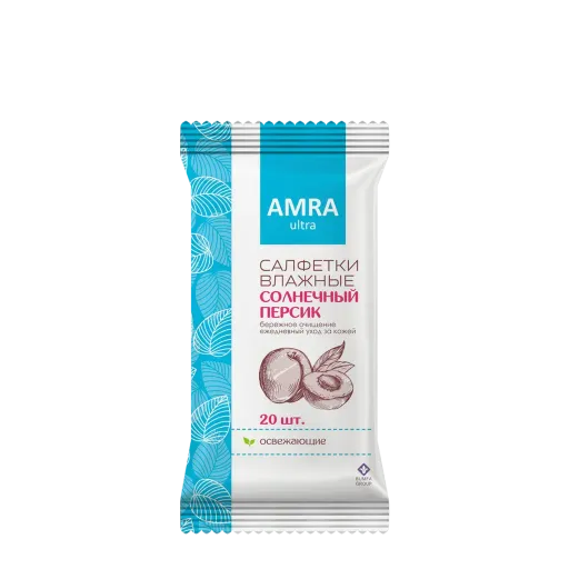 "AMRA" Салфетки влажные освежающие 4 фрукт-ых аромата 20л. *48