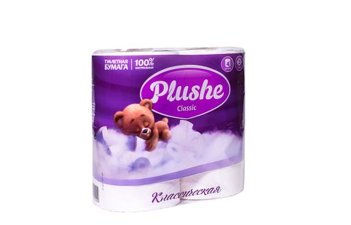 ТБ Plushe Classic "Белая" 4рул. 2-х сл.по 18м., белая пастель, сплошное, 1*12 (2084)