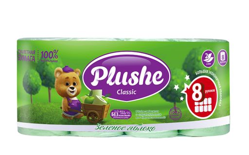 ТБ Plushe Classic Cube "Зеленое яблоко" 8рул. 2-х сл. по 18м., салатовая, аром, 1*8  (9906)