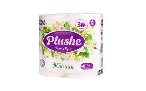 ТБ Plushe Deluxe Light Жасмин 4рул. 3-х сл., по 15м,белый, желтое,аром 1*12 (3014)