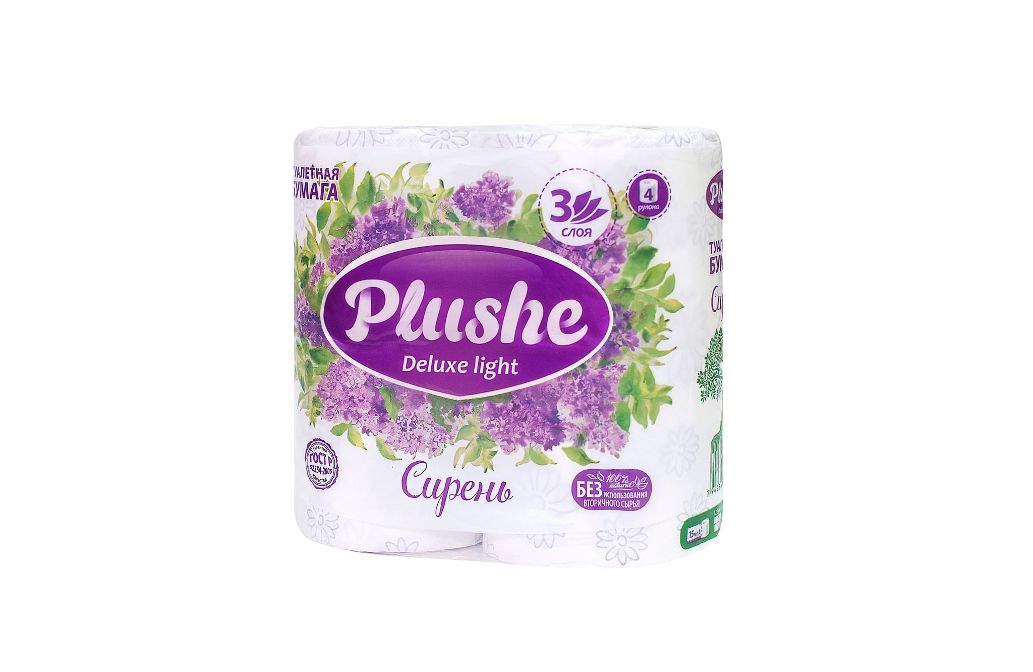 ТБ Plushe Deluxe Сирень 4рул. 3-х сл., по 15м, белый, фиолет,аром 1*12 (3012)