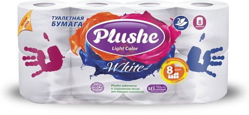 ТБ Plushe LIGHT 8рул.,2сл.,15метр. 1*8 (белая)  (5120)