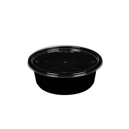 Контейнер 0,250л. круглый d-115 ПП черный ВЗЛП + крышка прозрачная 1/500*50