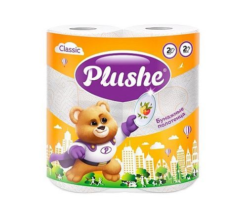 ПБ Plushe Classic 2 рул.,2 слоя, белый, цветное, 1*12уп (5052)