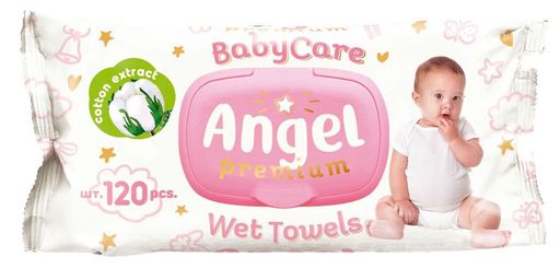 ANGEL влажные детские салфетки 120л. (розовые) Новый дизайн (AN-2)*10