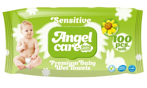 PING&VINI ANGEL детские влажные салфетки с крышкой 100л.Травы *12