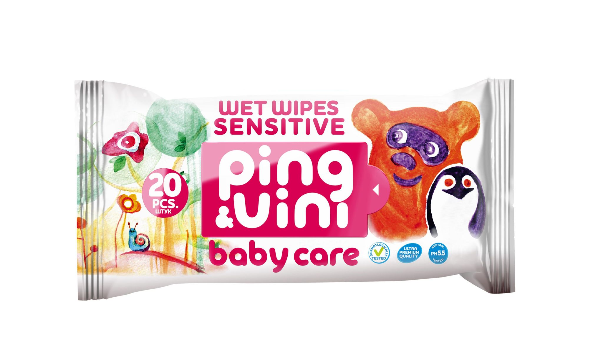 PING&VINI Bubble Gum влажные салфетки 20л. Жвачка *36