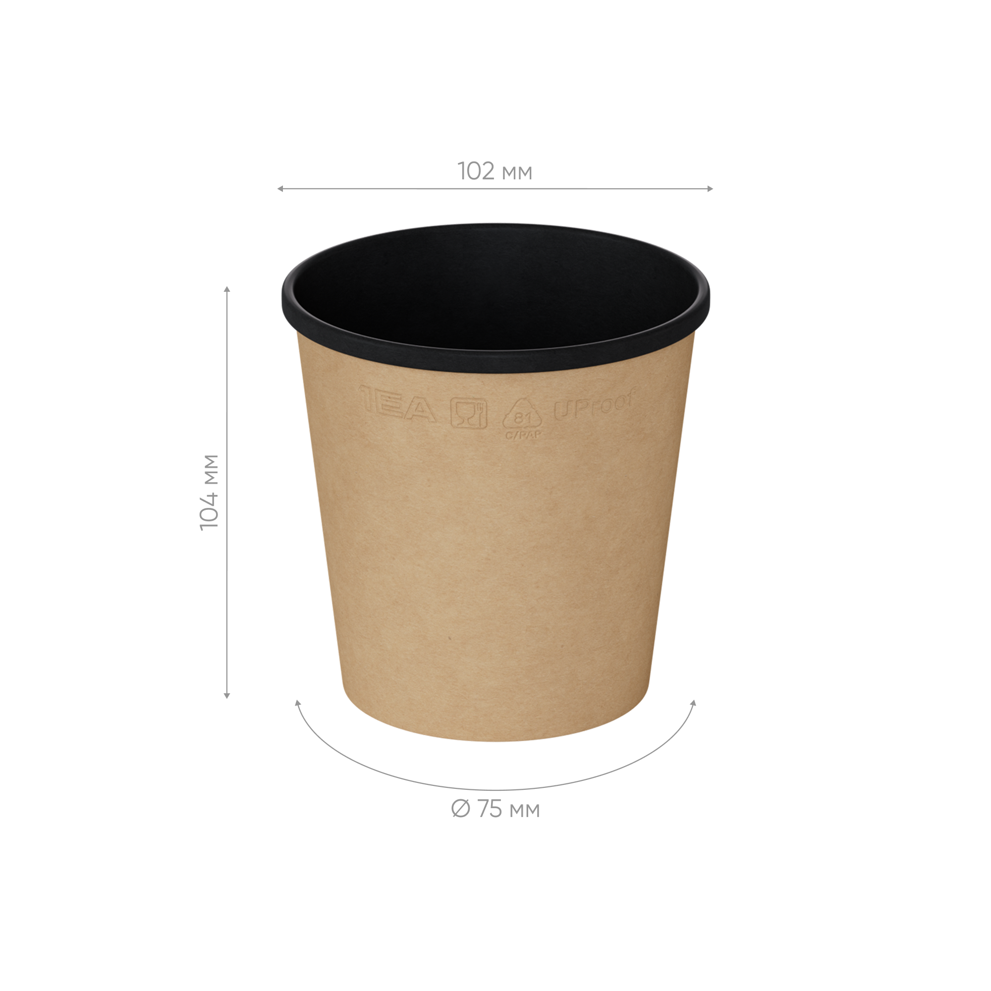 Супник картонный OneBowl UP bottom 520b/BLACK (арт.OBbot520bl) 550/25