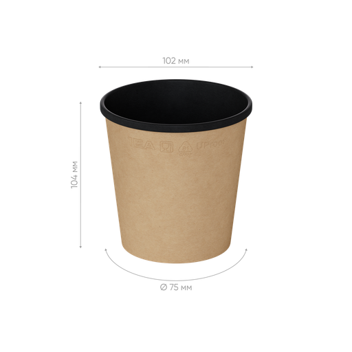 Супник картонный OneBowl UP bottom 520b/BLACK (арт.OBbot520bl) 550/25