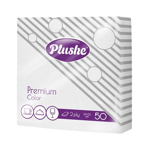 Салфетки Plushe premium color  33х33, 2сл, 50л, белая/пастель,рамочное (белая) *16 (2031/16782)