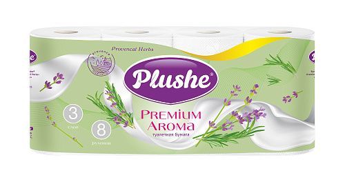 ТБ Plushe Premium Aroma "Provencal Herbs",3 сл.,8рул.,белая, с цветным покрасом, аромат.*8 (86306)